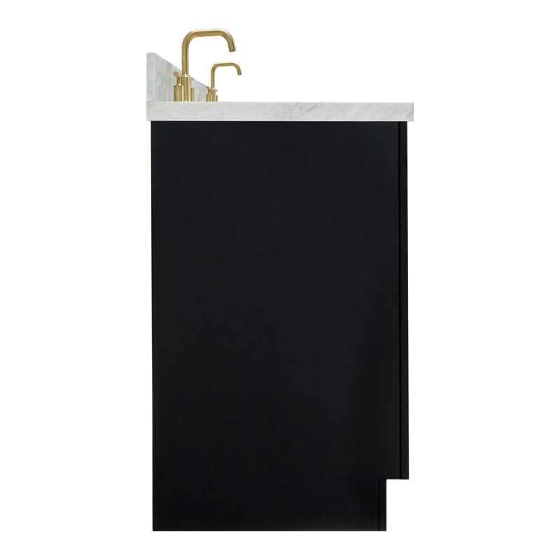 ARIEL HEPBURN 73 IN DOUBLE RECTANGLE SINK VANITY 1,5 IN, Black, 73", Rectangular