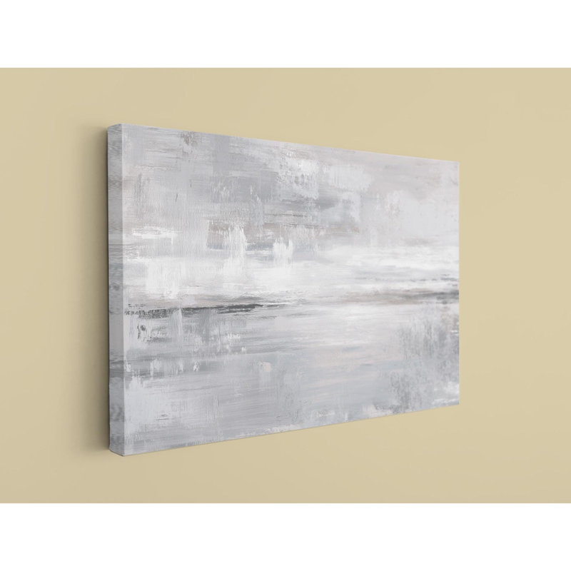 Toile abstraite grise, art mural blanc argenté - impression de texture neutre minimaliste, peinture industrielle moderne pour le décor du salon
