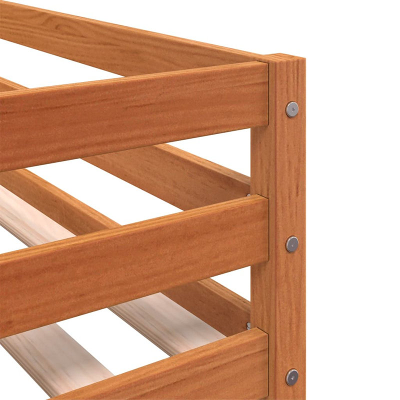 Strongsville Solid Wood Bed, Wax Brown/Blue, 75 x 190cm