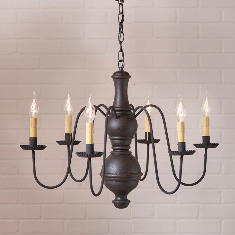 Lustree 6 lumières façon bougie/classique Ransdell, Noir, H 16,5 po x l 21,5 po x P 21,5 po