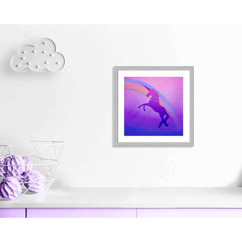 « licorne 2 », art encadré, H 24,5 po x l 24,5 po x P 0,63 po, Encadré plat argent