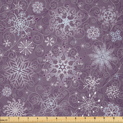Fabric by the meter, Christmas flowers, lavender and purple, 1 meter