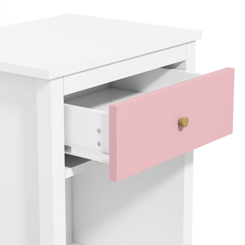 Grajales Kids Nightstand with One Drawer,White Bedside Table with Drawer and Open Partition,Modern Nightstand,Children's Bedside Table