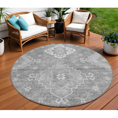 Tapis ivoire rond intérieur lavable 8 'Medallion