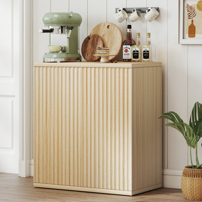 Fluted Sideboard Buffet Cabinet With Storage, Wood Sideboard Cabinet With Doors, Small Credenza Accent Cabinet For Kitchen, Dining Room