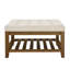 Table basse avec revêtement en lin et structure en bois de hêtre, rangement, pour le salon extérieur dans une base stable