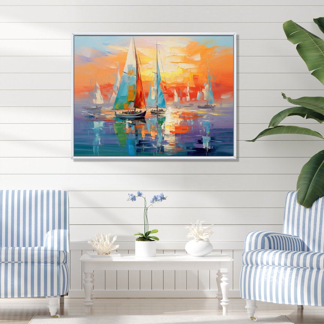 Sailboat Abstract Coastal Symphony II - Boat Sailing Wall Art Breakwater Bay