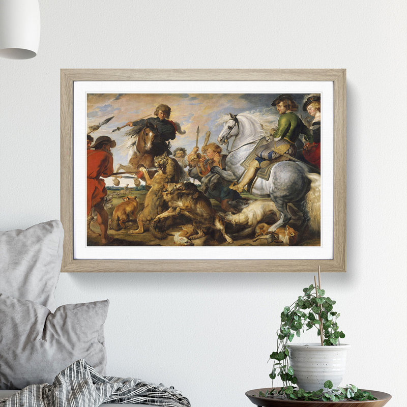 The Wolf and the Fox by Peter Paul Rubens - Picture Frame Painting, Oak, 48cm H x 65cm W x 2cm D