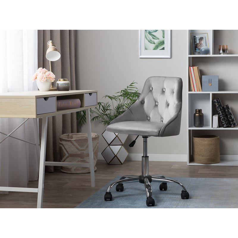 Maia Velvet Office Chair, Grey