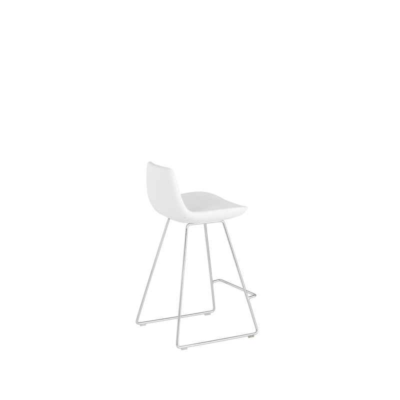 Tabouret de bar et de comptoir Fechteler, Blanc, Chrome, Tabouret de comptoir (assise de 24 po de hauteur)