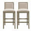 Ensemble de 2 tabourets de bar, structure en bois d'hévéa, coussin en tissu éponge et tabourets de bar rembourrés-905186848