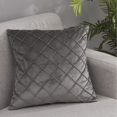 Dark Gray     (Covers AND Inserts) Set of 2 Square Cross Diamond Throw Pillows FULL set size 18"x18"