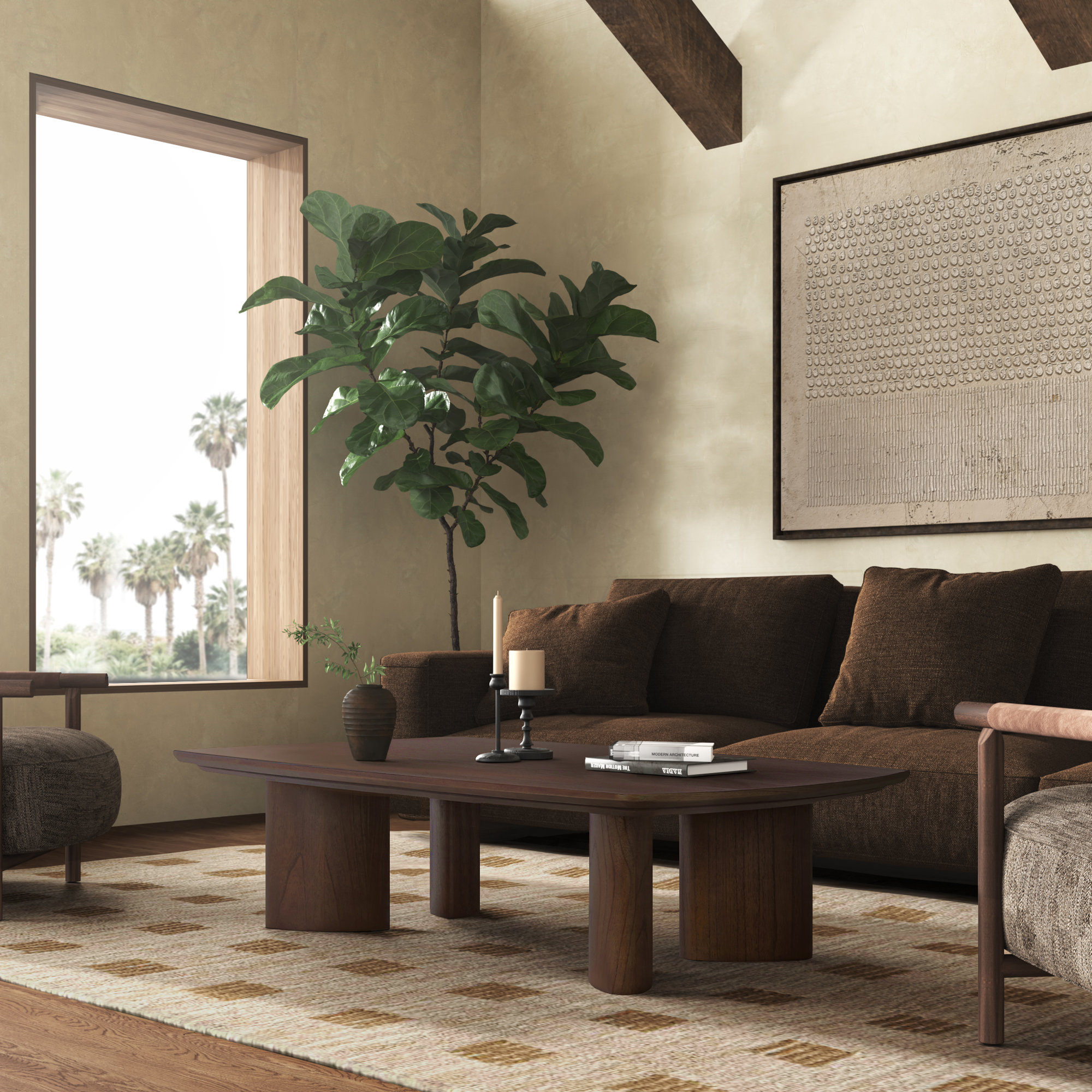 Caya Rectangle Wood Coffee Table, Brown