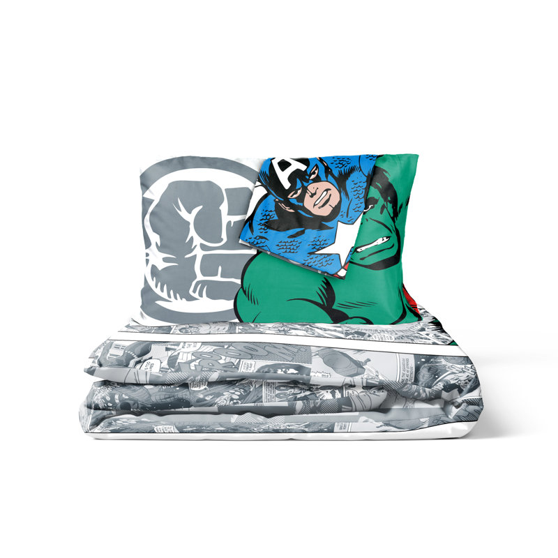 Green/Grey/Blue 100% Cotton 144 TC 2 Piece Duvet Cover Set, Double - 2 Standard Pillowcases