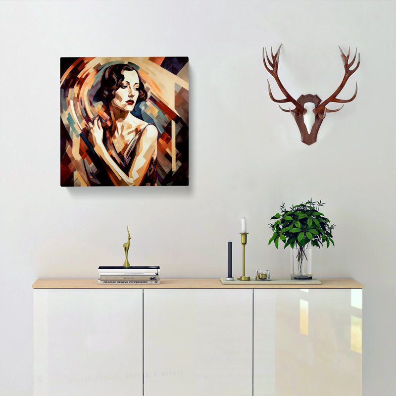 Art Deco Woman Gestural Art No.2 - No Frame Print, 35cm H x 35cm W x 3cm D