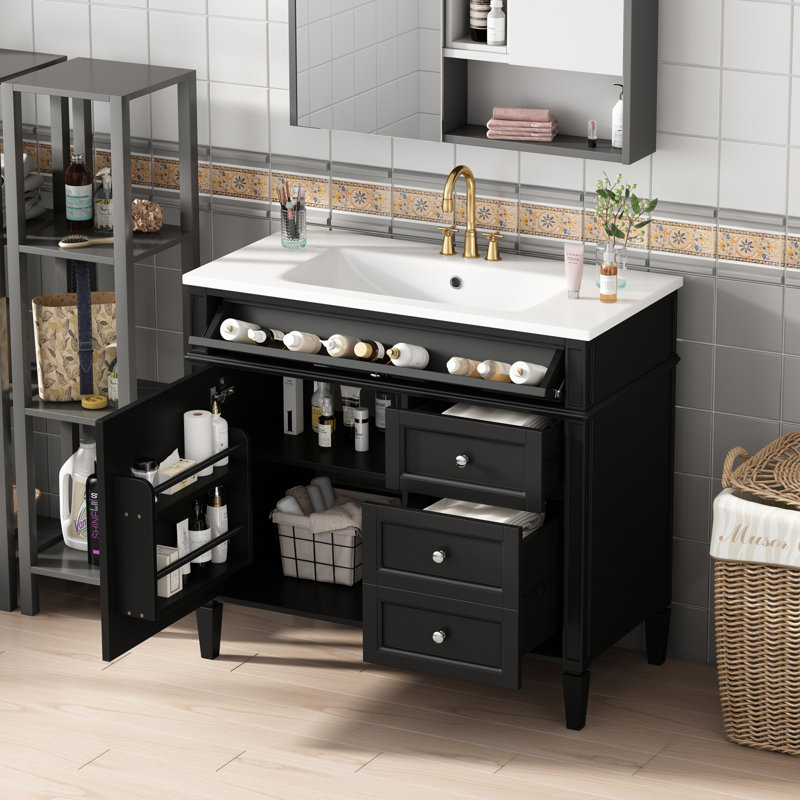 36'' Bathroom Vanity With Top Sink, Black