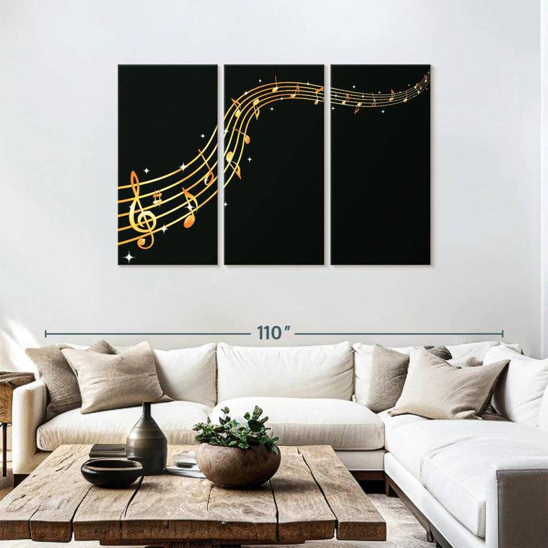 Abarca Flowing Golden Music Notes, 48" H x 74" W