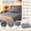 Ensemble de draps en microfibre 4 pièces avec draps-housses profonds 16 po, gris-137915286