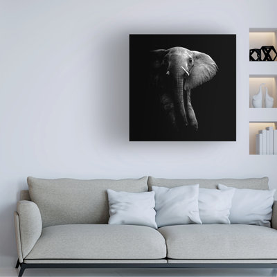Art mural sur toile tendue - «Elephant» Wildpotoart, décoration murale pour le salon, la chambre à coucher ou le bureau - 35 x 35