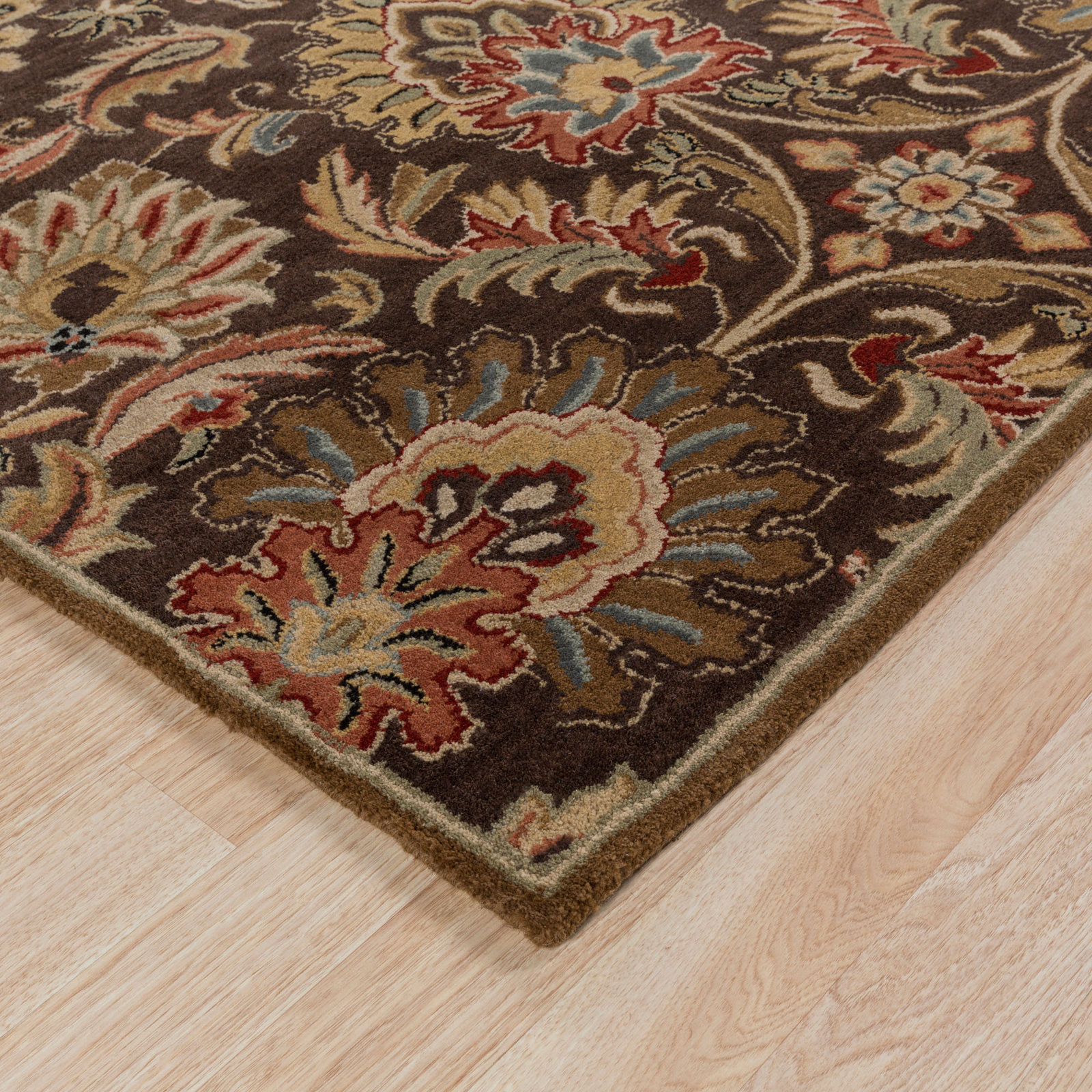 Arden Dark Brown Garnet Hand-Tufted Wool Rug, Square 6'