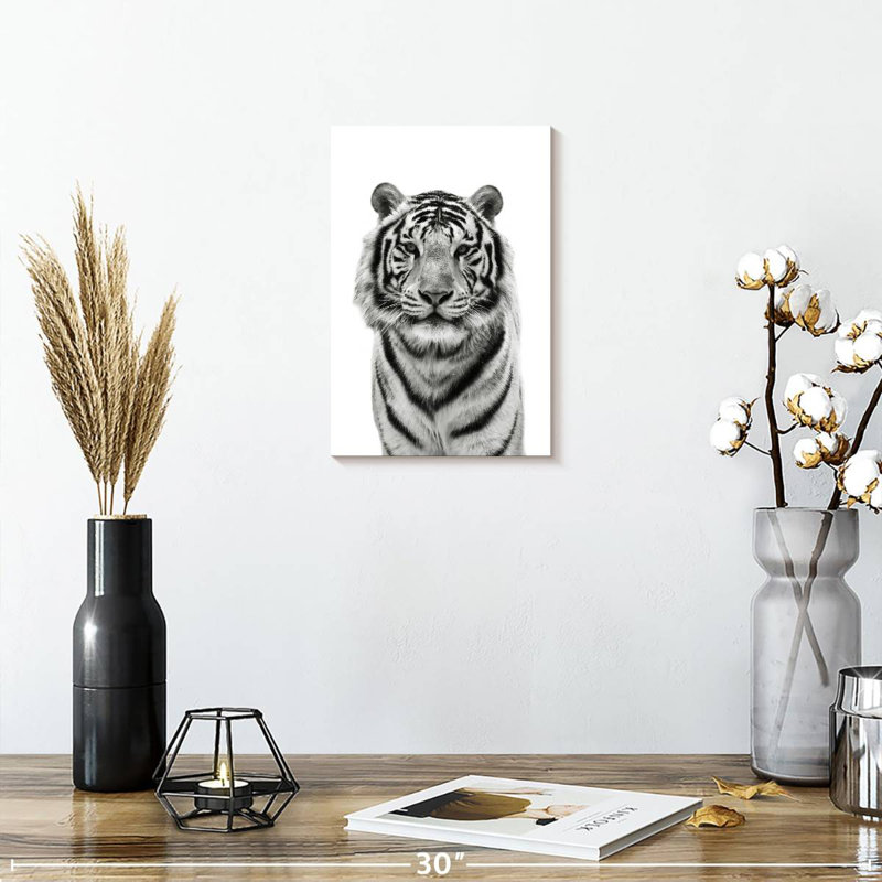Brampt Monochrome Bengal Tiger, 12" H x 8" W