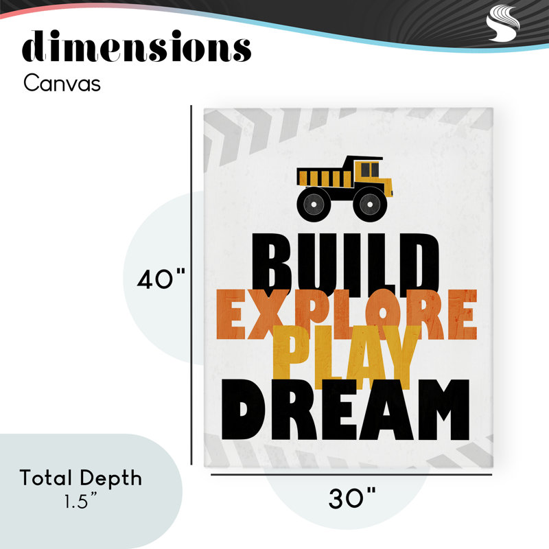 Build Explore Play Dream Canvas, design by Kim Allen