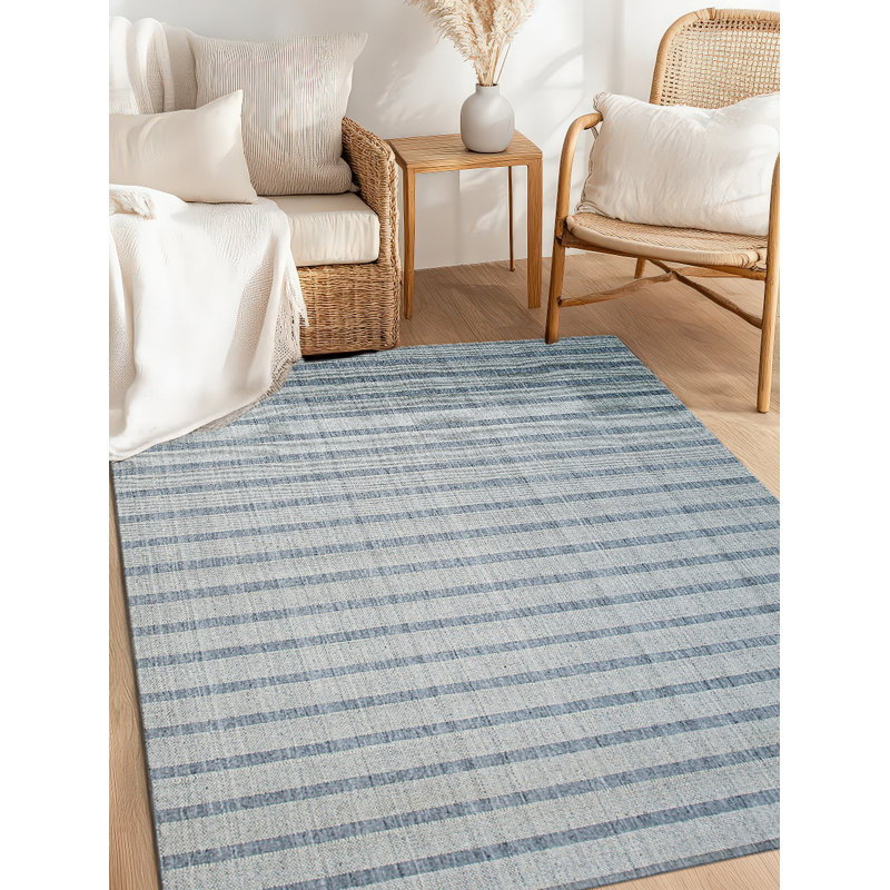 Tapis gris en laine fait à la main, Rectangle 6 pi x 9 pi