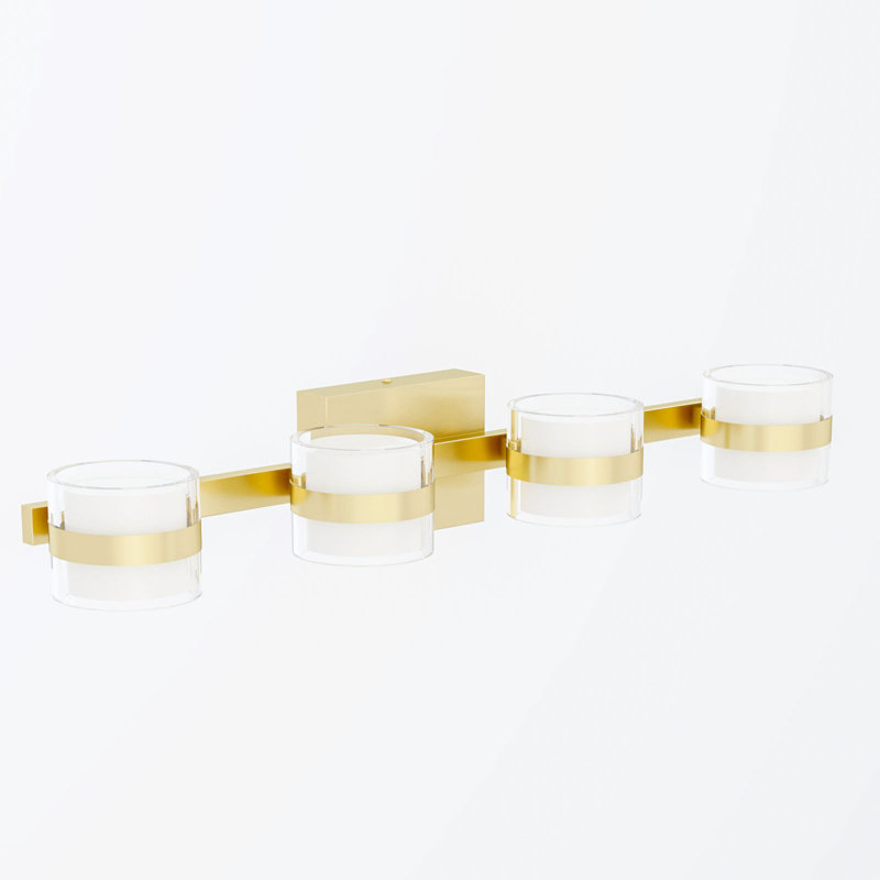 Éclairage pour salle de bain à 4 lumières DEL 27,56 po Kinston 3000K / 4000K / 5000K 3CCT réglable, Laiton poli, 4