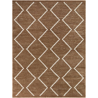 Marteka Tan Transitional Trellis Area Rug