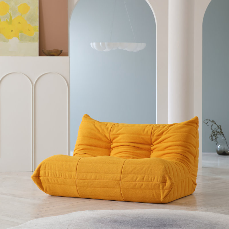 Fauteuil de jeu Aruba, aucun assemblage requis, Velours jaune en peluche