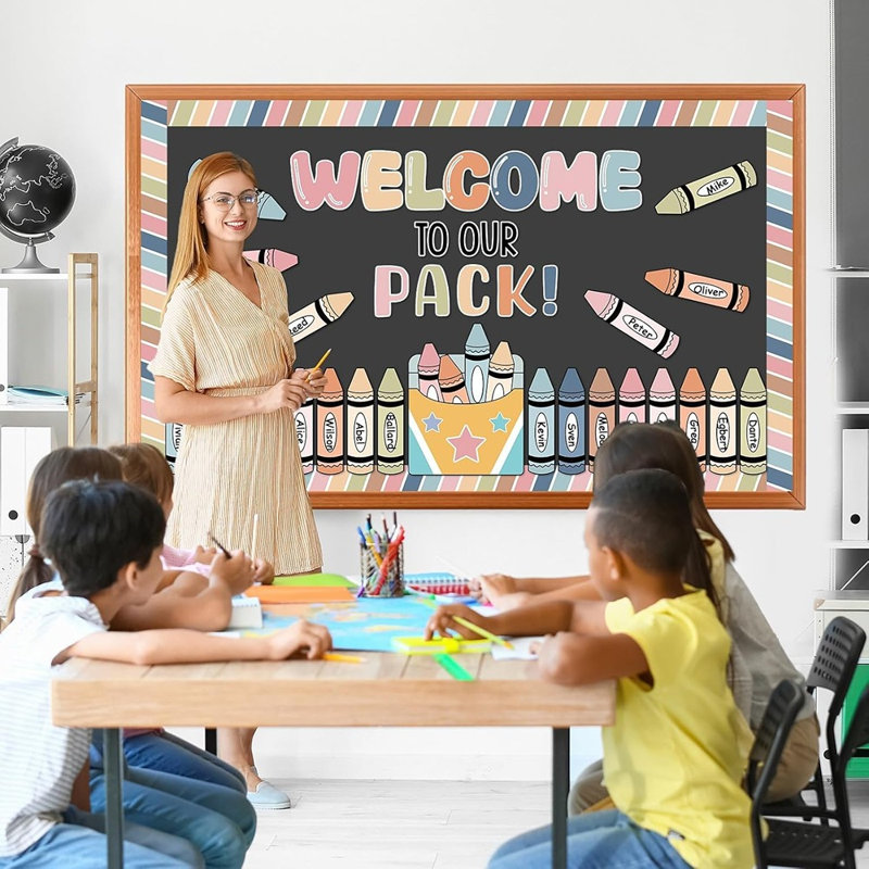 Boho - ensemble de babillards «Welcome to our Pack», décorations pour la classe Crayon, étiquettes de retour à l'école et découpes d'étoiles
