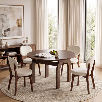 51 Inch Solid Wood Extendable Dining Table with Drop Leaves