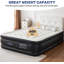 Matelas gonflable de camping avec pompe électrique haute vitesse intégrée, hauteur de lit, lit gonflable gonflable avec sac de transport, pour les invités à domicile et les voyages, portable pliable imperméable