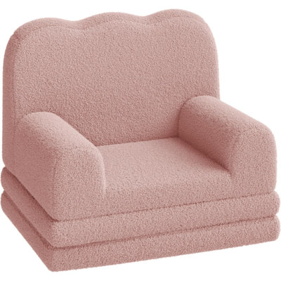 Couch, 2-in-1 Comfy Toddler Couch Fold Out, Convertible Sofa to Lounger Foam Chair with Soft Sherpa, Gift for You