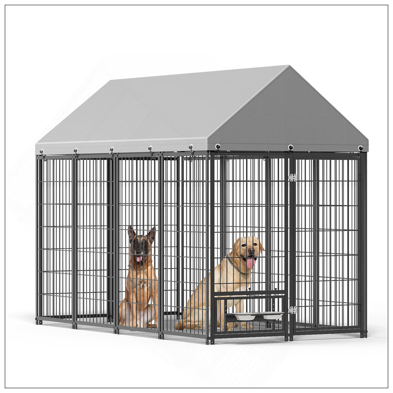 Grand enclos pour chien chenil pour l'extérieur, H 71,65 po x l 50 po x P 95,28 po