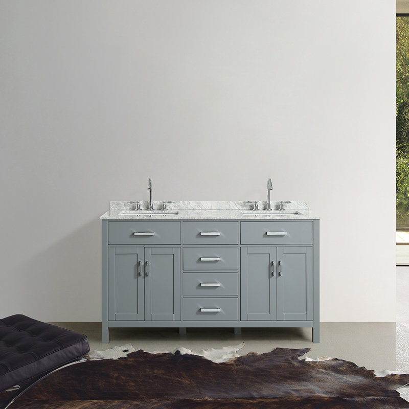 Ensemble de meuble-lavabo double 61 "Bristol, Gris