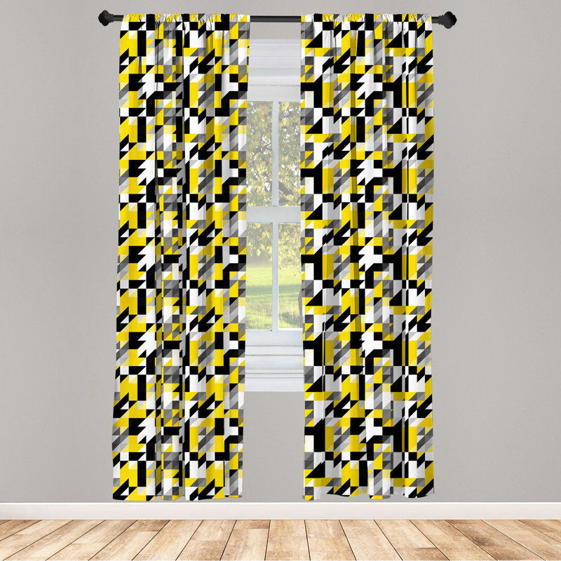 Geometric Semi-Sheer Rod Pocket Curtain Panels, 28" x 95"