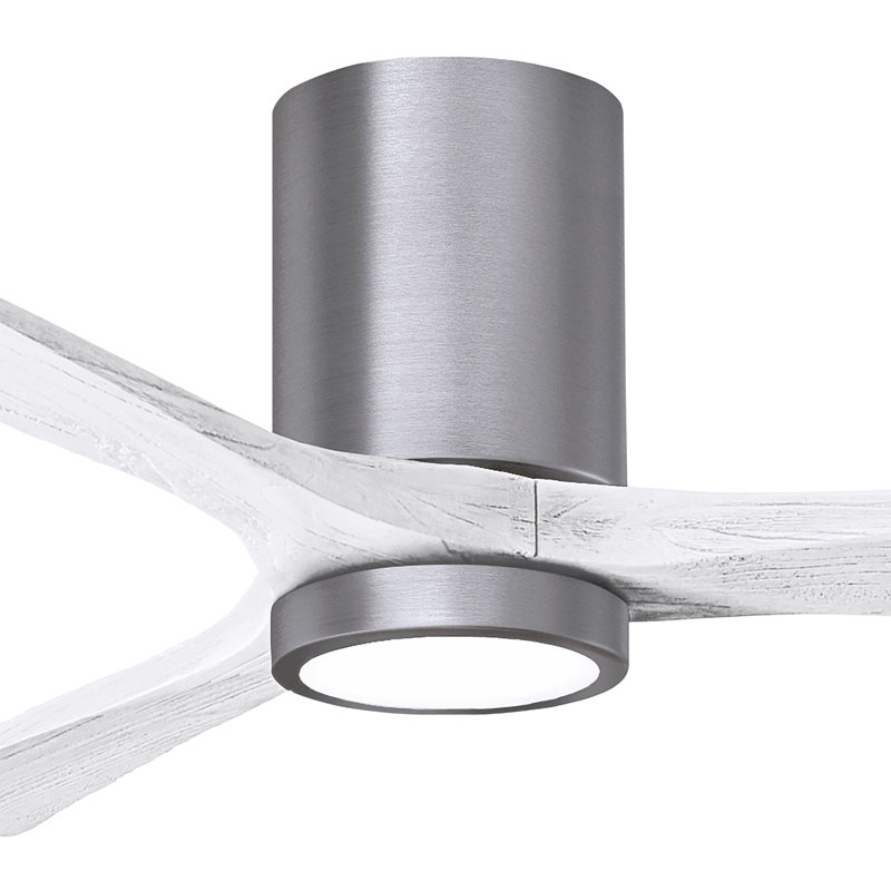 Olivier à 3 pales DEL standard avec ventilateur de plafond et ensemble d'éclairage inclus, Étain brossé, 52", Blanc mat