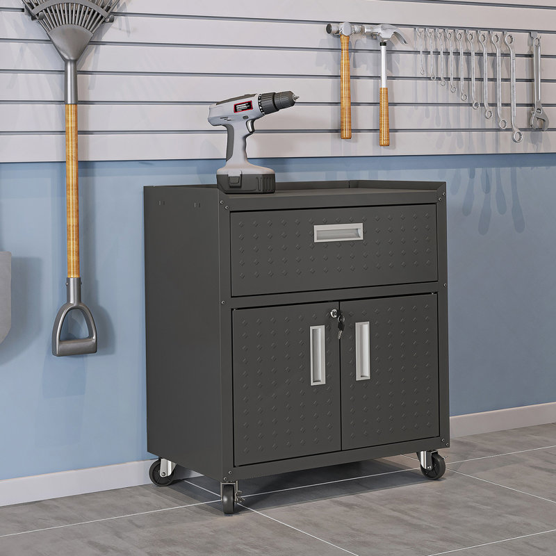 Accent Cabinet, Rolling Garage Cabinet, Metal Storage Cabinet With Drawer