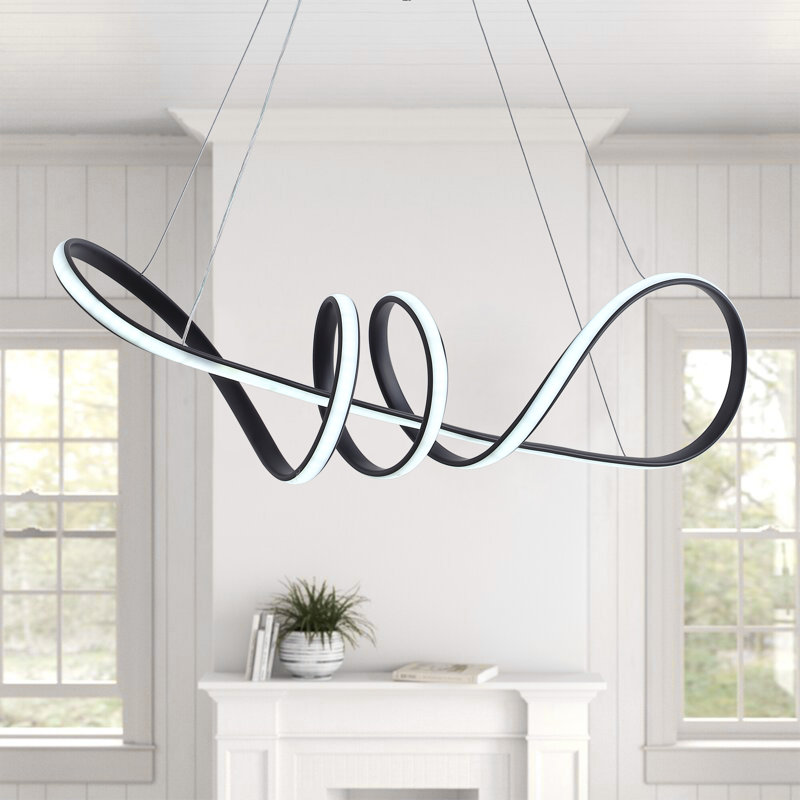 Audran 1 - Light Unique / Statement LED Energy Saving Modern Linear Dimmable LED Pendant, Black