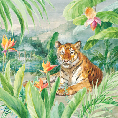 Lounging Tiger 1 Piece Wrapped Canvas Painting