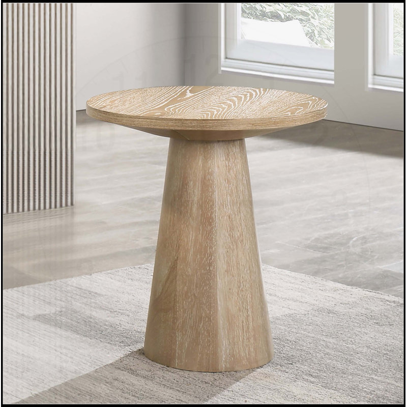 Unique Cone Base Pedestal Round End Table, Black