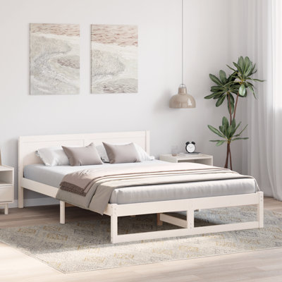Bed Frame with Headboard Solid Pine Wood
