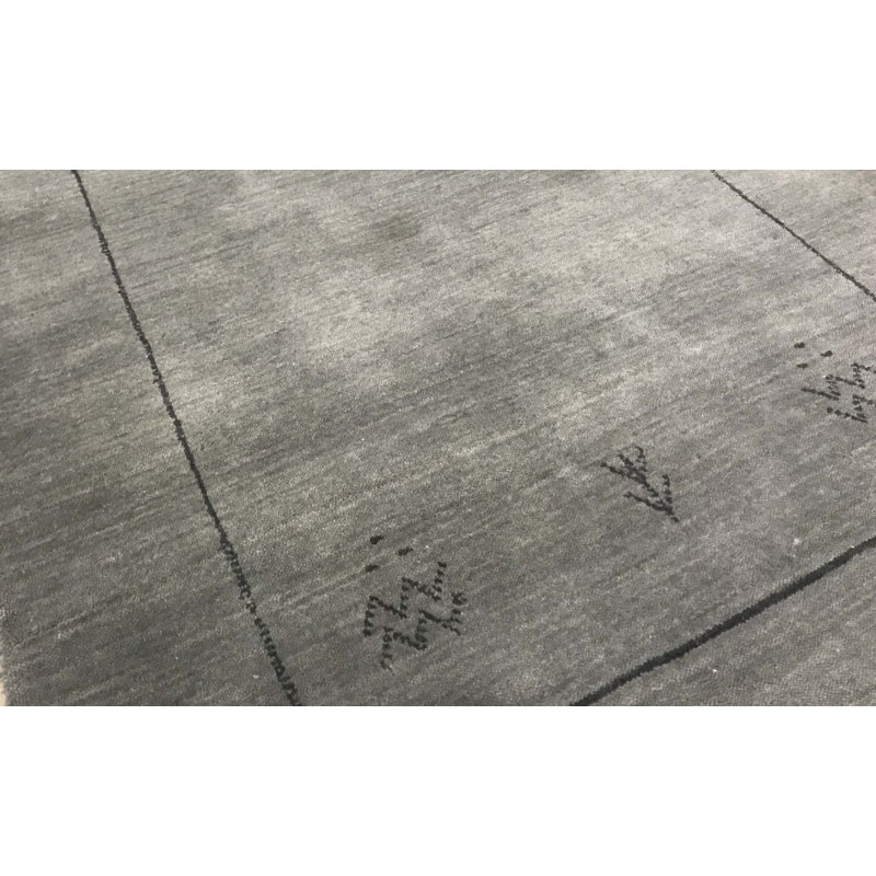 Tapis unique gris en laine 2 pi 6 po x 8 pi en laine noué à la main  2000 Gabbeh