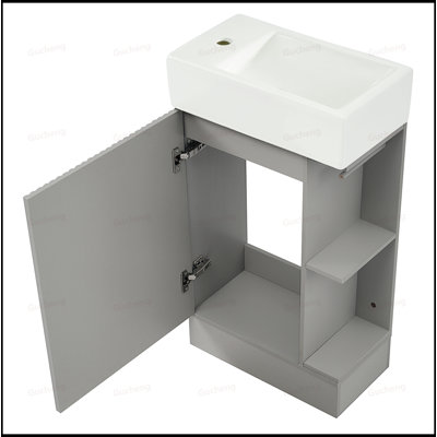Petit meuble-lavabo 18,6 po avec tablette à deux niveaux pour lavabo