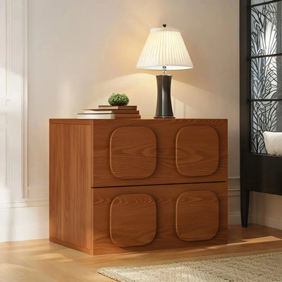 19.69" Media Console, Brown Solid Wood with Vent, Side Table, Night Stands,1 Piece