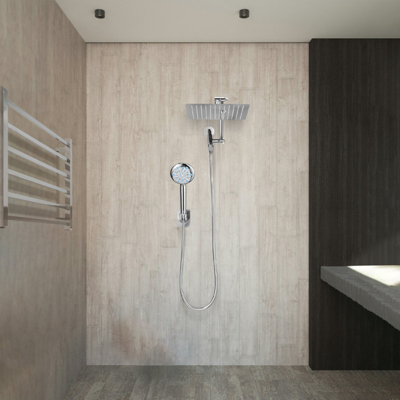 Adjustable 10" High Pressure Dual Shower Head with 9-Spray Handheld Shower, Chrome