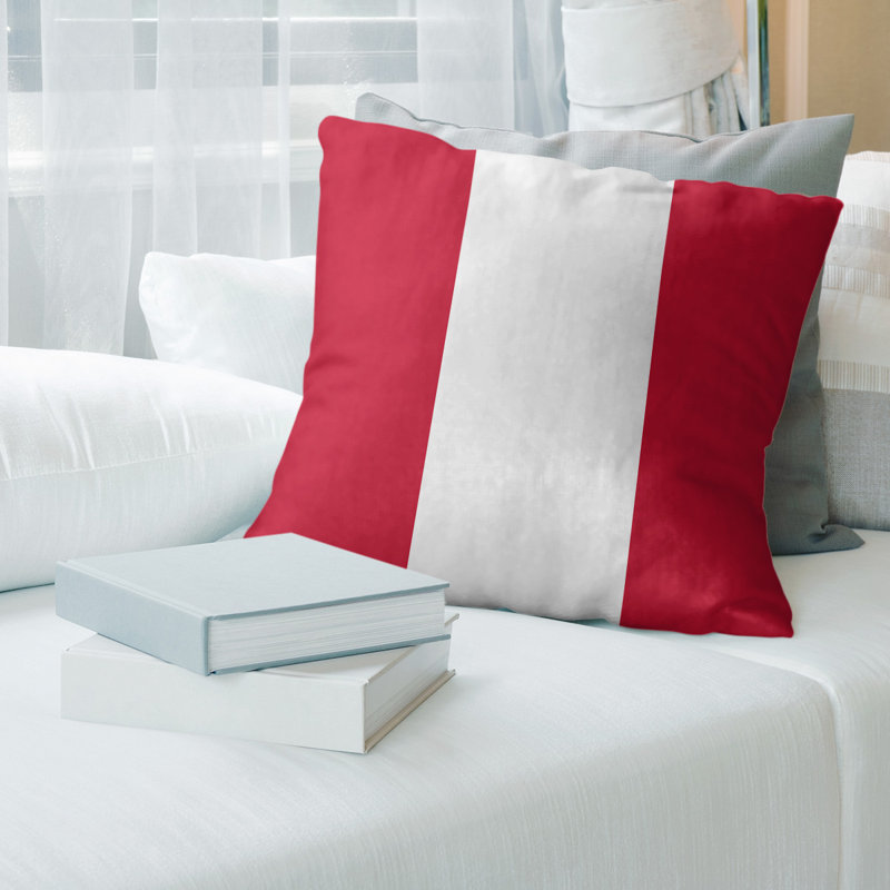  Coussin Football, 18 po x 18 po, Rouge / Blanc, Faux lin