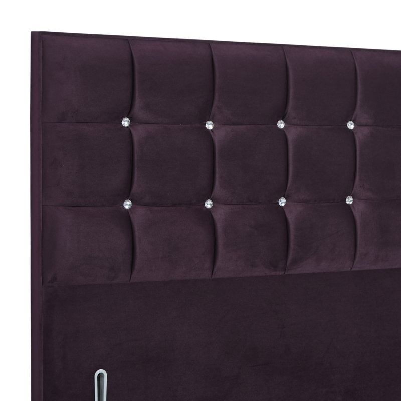 Glamour Upholstered Headboard, Double (4'6'), Plush Plum, Velvet