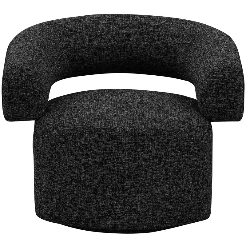 Hynek Upholstered Swivel Accent Chair, Black Linen Textured Fabric